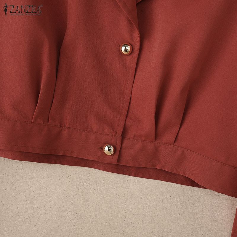 ZANZEA Women Casual Turn Down Collar Long Sleeve Thin Cardigan Blouse