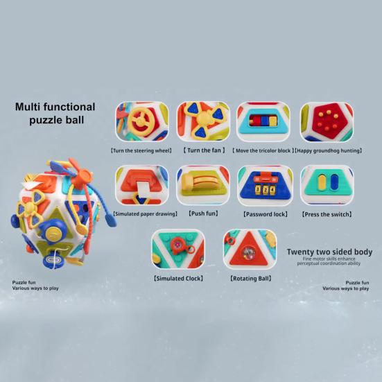 Montessori Early Education Toy Toddler Busy Board Cube Toys 22-in-1 Montessori Sensory Toy for 1-3 Year Old Boys Girls