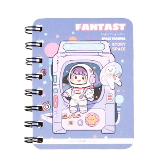 Mini Cartoon Spiral Notebook, 80 Pages Pocket Notebook, Portable Smooth Page Turning Journal for Study Notes