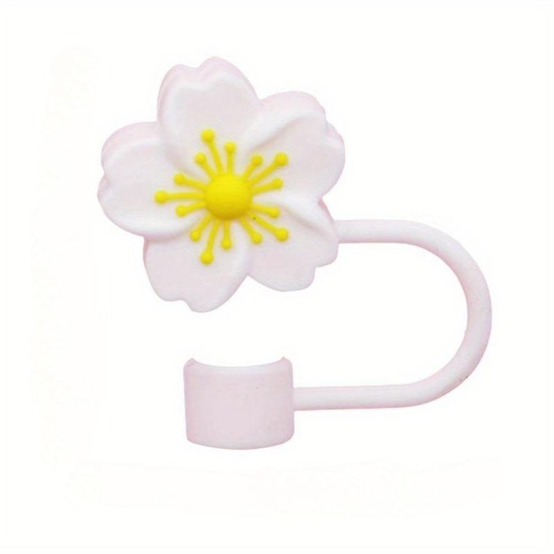 

1 шт., крышка для соломинки в виде цветка бегонии, 10 мм, силиконовые наконечники для соломинок, многоразовые пыленепроницаемые соломенные верхушки для украшения вечеринки в форме стакана со льдом белый