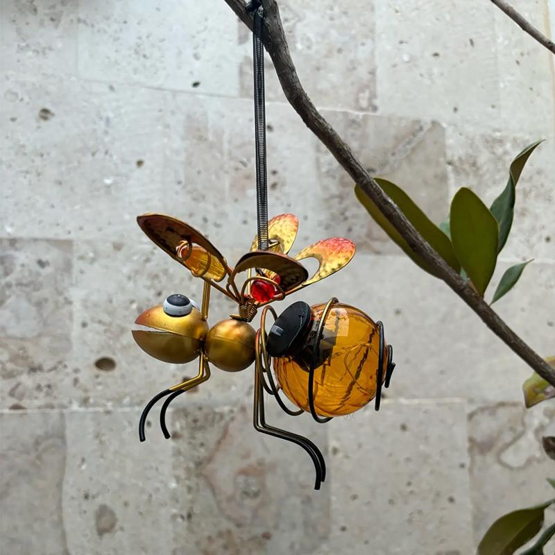 

Waterproof Solar Insects Garden Decor Built-in LED String Light Iron Statues For Outdoor Fence Patio Tree Solar Energy Ornaments