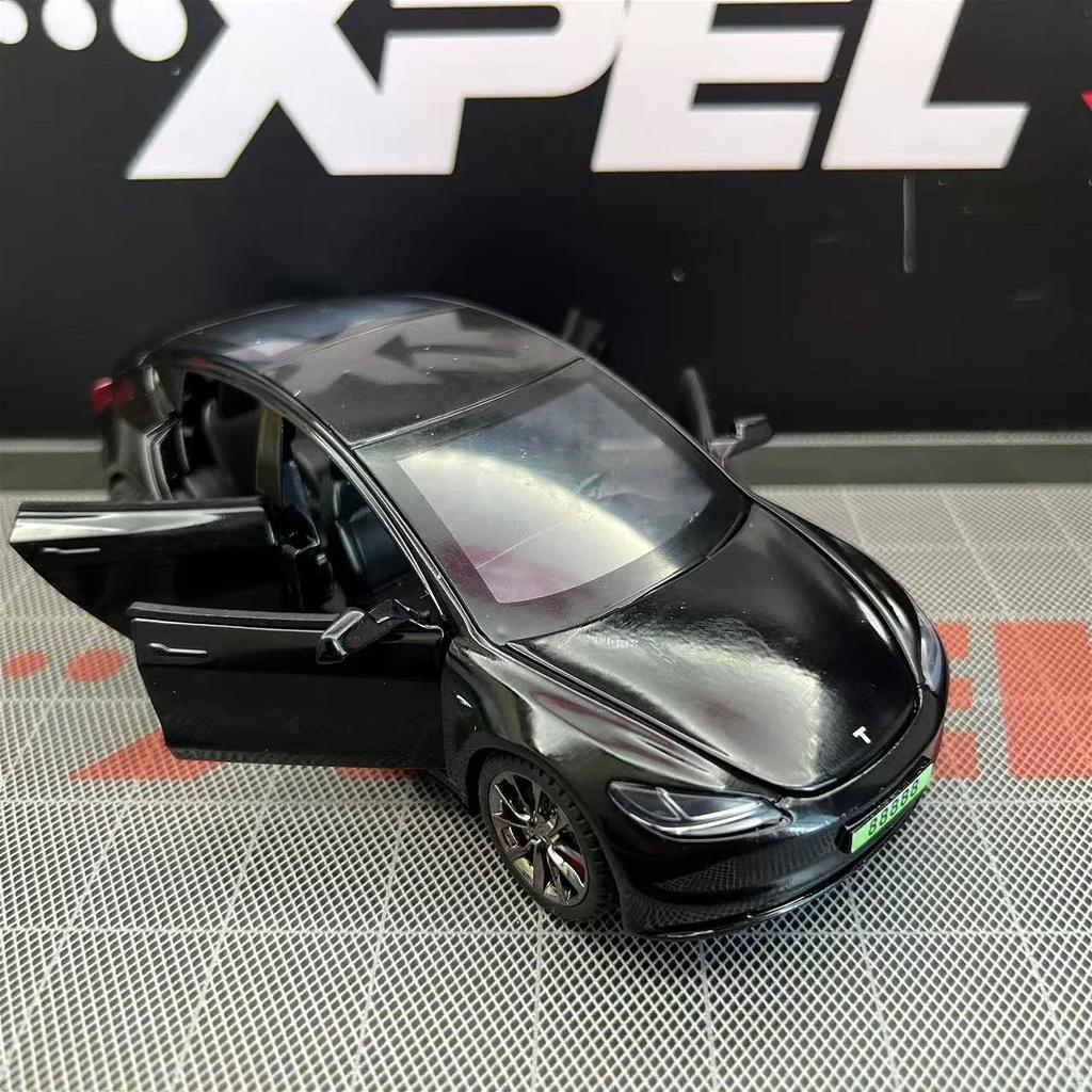 1:32 Tesla Model 3 Legierung Auto Modell Simulation Sound und Licht Rückziehbar Spielzeugauto Metallauto Jungen Sammlung Ornamente Geschenk