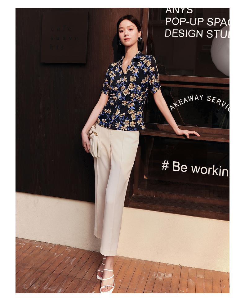 JZ Jiuzi Light Workplace Pearl White Vinegar Fiber Pants