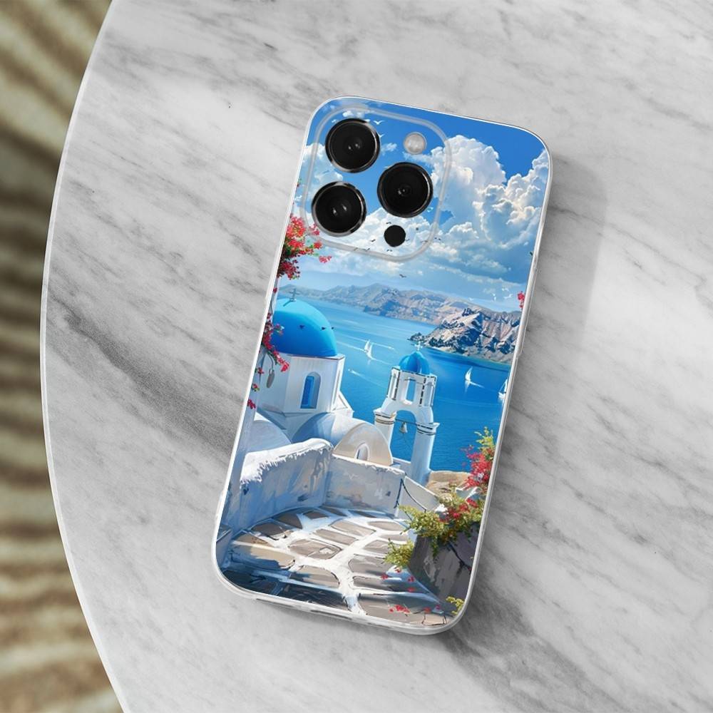 Painted Art House Scenery Phone Case For iPhone Max,Plus,11,14,13,XR,SE,12,15,Pro,17,16,X,XS,Mini Transparent Soft Cover