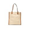 Tory Burch Ella Commuter Large Capacity Double T Logo Canvas And Leather Trim Tote Bag Women tote Natural-Beige Classic-Brown 88581-928