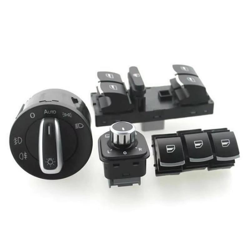 6pcs/set Switch For VW Headlight Side Mirror Master Window Door Switch Set for VW Golf MK5 6 Jetta MK 3 Passat B6 CC Golf Plus