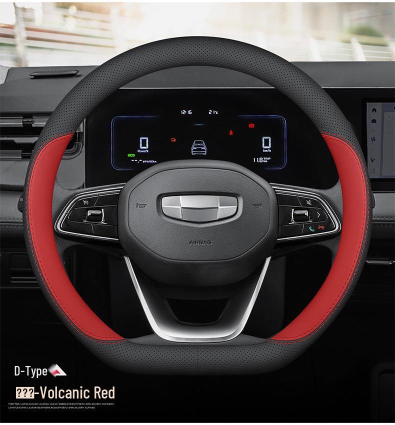Ultra-thin Genuine Leather Steering Wheel Cover for Geely Geometry A, G6, M6, and C Cars, Suitable for All Seasons.