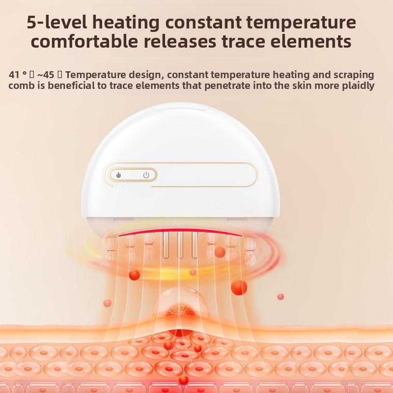 Aplicator Masaj Scalp, Pieptene Meridian Vibrator, Pieptene Instrument Răzuire Facială, Pieptene Masaj Electric cu Jad pentru Cap