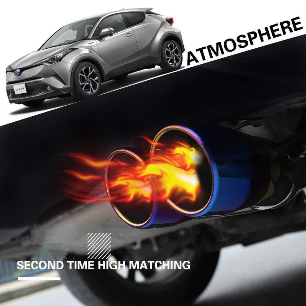 Onami Toyota Καταλύτης Εξάτμισης Εξωτερικό Προσαρμοσμένο για Toyota CHR Ανοξείδωτο 1 Μπλε Κόφτης C-HR, Οβάλ, Κάτω-Στρεφόμενο, Διπλή Εξάτμιση, Όψη Τιτανίου