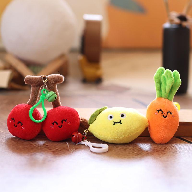 1 Piece Kawaii 10Cm Fruit Plush Toy Doll Cute Banana Cherry Bag Pendant Carrot Plush Keychain Diy Decoration Birthday Gifts