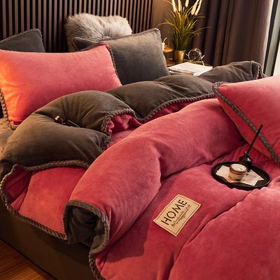 WOSTAR Calda Copripiumino In Pile Corallo Invernale 220x240 Coppia Lusso Letto Matrimoniale Copripiumino Set Biancheria da Letto Singolo Matrimoniale Queen King Size