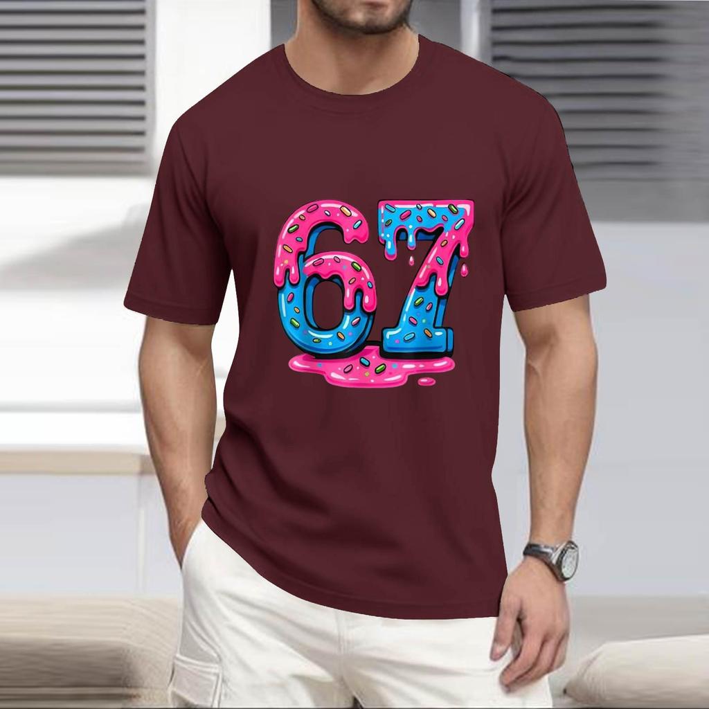 Men's Popular T-shirt Printed Round Neck Short Sleeve T-shirt