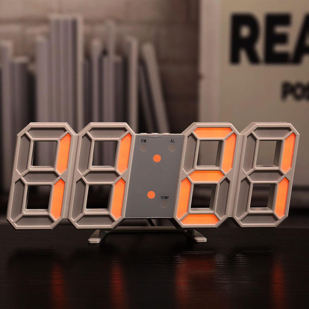 3D LED Digital Clock with Alarm, Calendar, and Thermometer for Living Room Wall