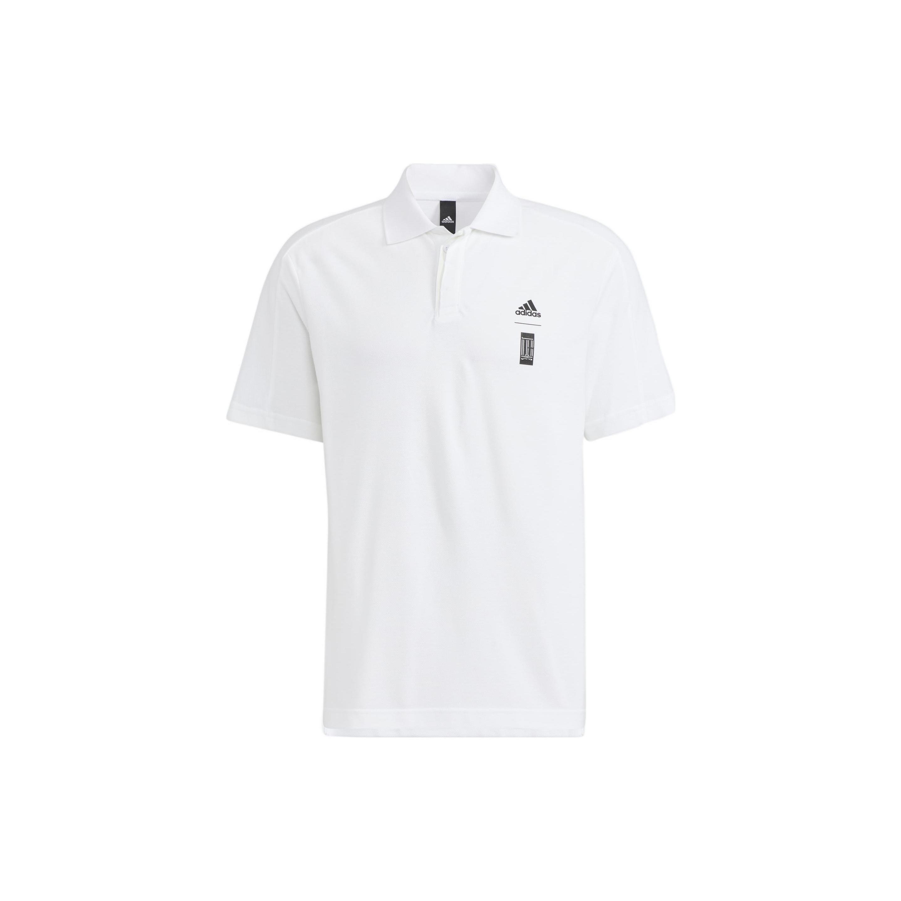 Men s adidas Wj Mh Polo Solid Color Chest Brand Logo Printing Short Sleeve White Polo Shirt HM2955 XXL
