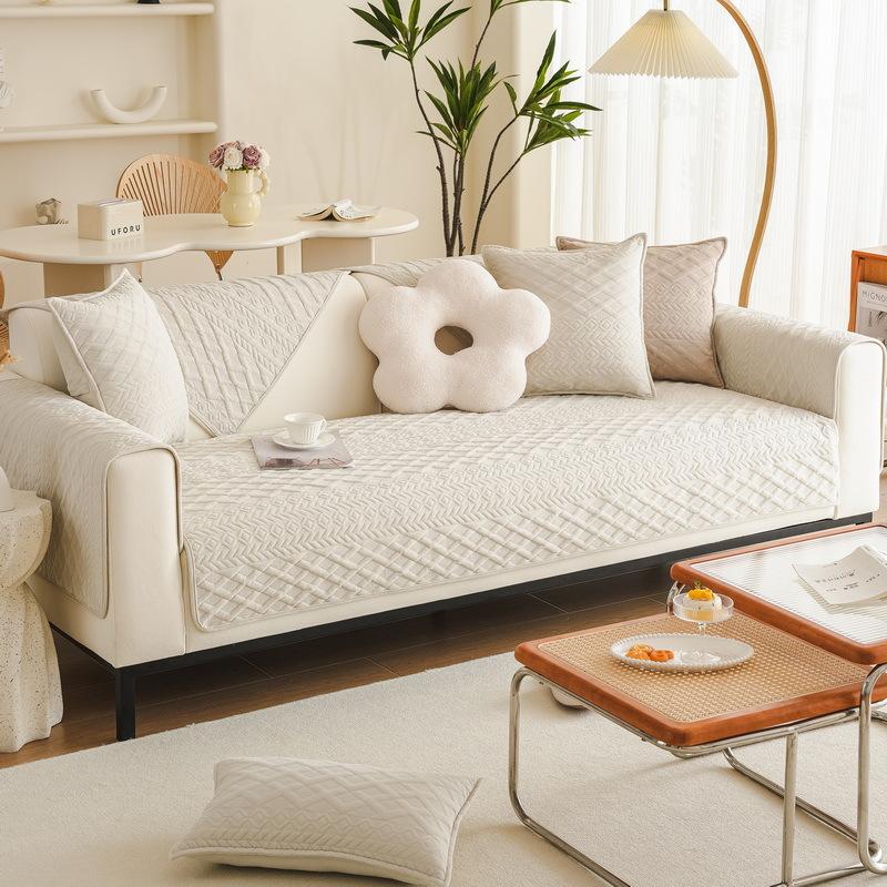 Simple Plush Sofa Cushion Solid Color All-Season Universal Seat Cushion Modern Non-Slip Sofa Cover Retro Cushion Cover Towel