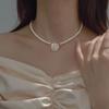 Charmante Perlen weiße Kamelie Anhänger Halskette Damenmode Schlüsselbein Kette Schmuck Zubehör Geschenk