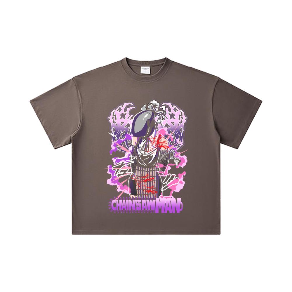 260 GSM Double Yarn 32 Count 100% Cotton Chainsaw Man V53 Reze Print Unisex Heavy Cotton T Shirt