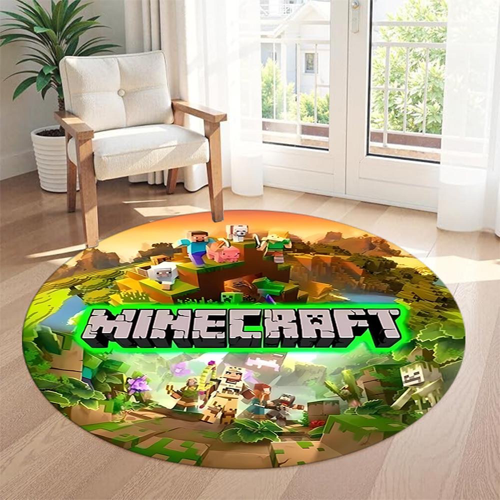 Minecraft Round Floor Rug Suitable for Bedrooms Foyer Game Room Study room Antislip Round Carpet Anime Office Decor Gift for Festivals