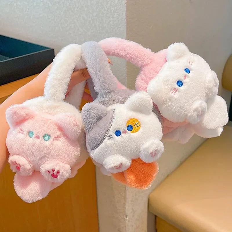 Cartoon Cat Winter Earmuffs For Children Girls Lovely Warm Plush Ear Muffs Soft Comfortable Ear Protection Earmuffs Fashion Gift