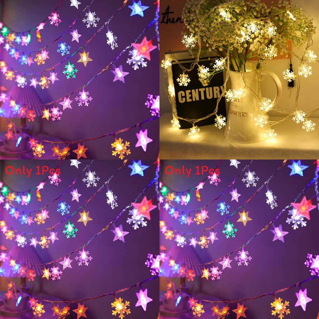 Stars Snowflakes Outdoor Solar Led String Lights For Holiday And Event Decoration