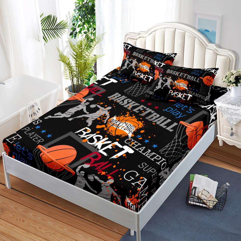 

Three-Piece Mattress, Mattress Cover, Basketball Sports Dust Mattress Protective Cover Sheet 100*190*40cm*1 Pillowcase 51*75cm*1