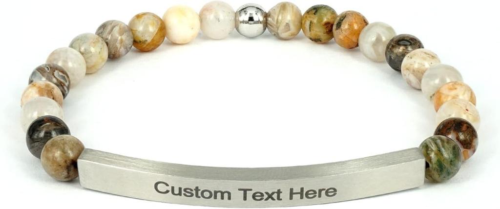 6Mm steel ball obsidian powder chalcedony stainless steel elbow lettering aquamarine bracelet