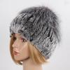 Hot Sale Women Winter Real Rex Rabbit Fur Hat Scarf Sets Natural Warm Genuine Silver Fox Fur Rex Rabbit Fur Cap Scarves 2 Pieces
