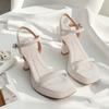 Stepping on shit feels waterproof table women's shoes high heels are not tired, thick heels are versatile, comfortable sandals model