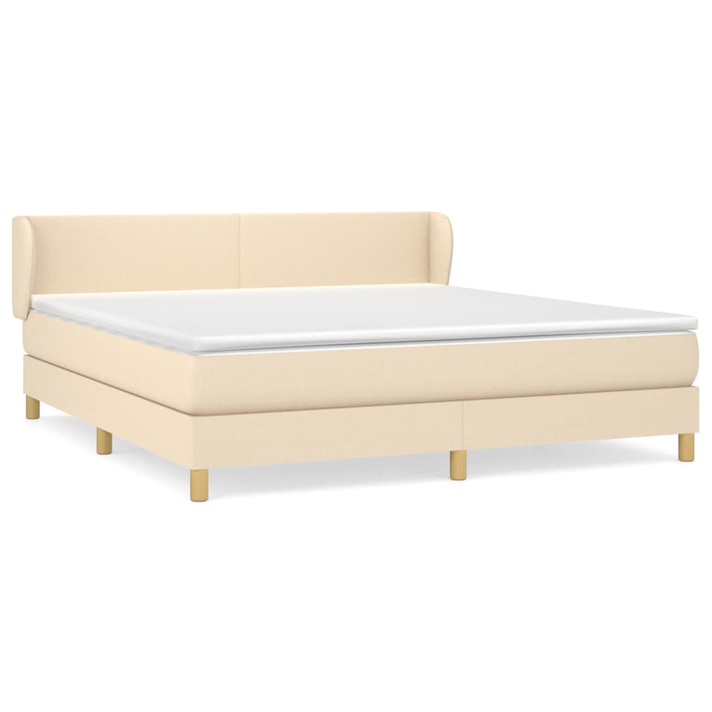 Vidaxl Continental Bed with Mattress, Cream, Fabric, 160X200 Cm