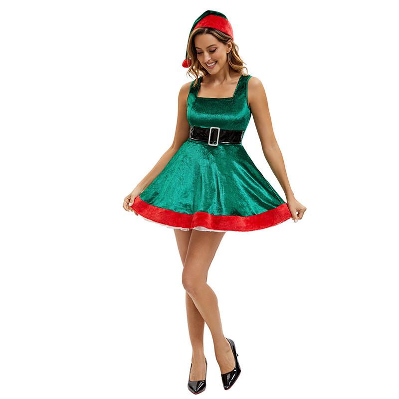 Elf Costume Dress With Cotton Polyester Fabric For Christmas Party And Stage Performances