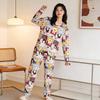 Women's Cute Cartoon Long Sleeve Pajama Set – Comfortable Thin Style for Spring, Autumn, and Winter, Wearable Outdoors