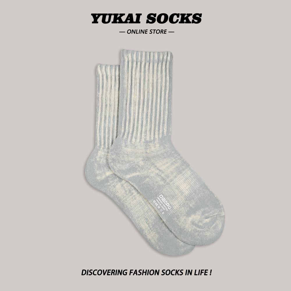 

Модные толстые носки в индустриальном стиле с узором «тай-дай» — унисекс, средней длины, стиль осень/зима One Size 36-44