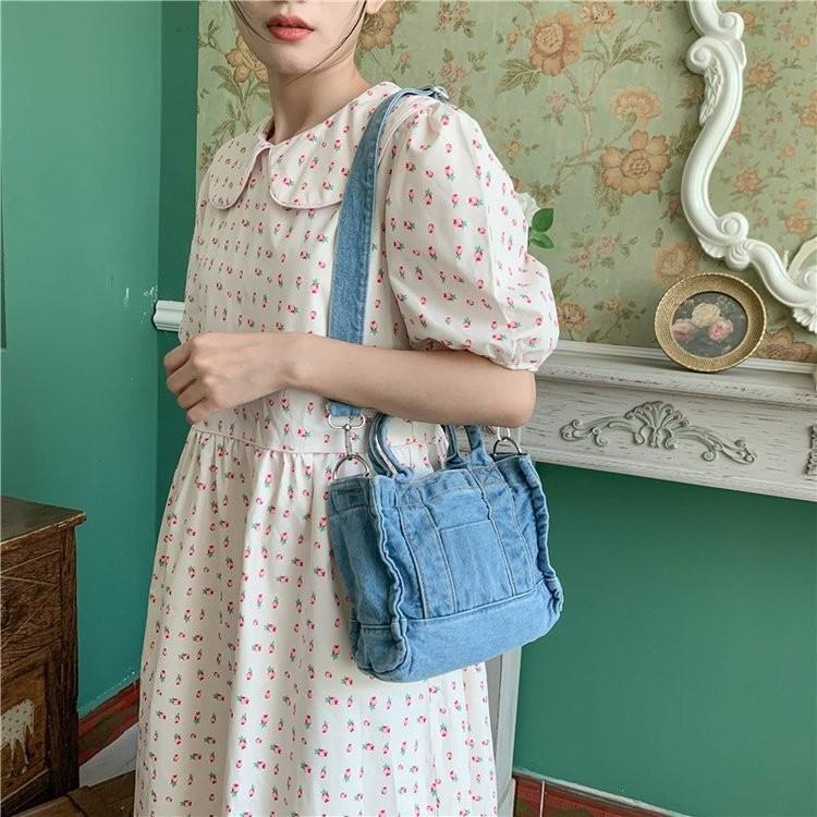 Stilvolle Koreanische Vintage Denim Canvas Tragetasche Für College-Studenten Große Kapazität