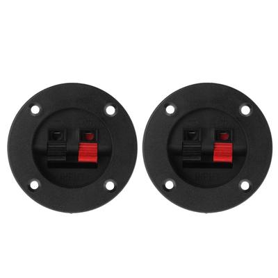 2 pçs terminal redondo copo conector peças expresso clipe de mola dupla ligação post parafuso fio ouro carro subwoofer caixa alto-falante preto