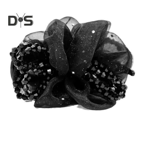 

Заколка для волос в форме цветка с сетчатыми блестками, легкая металлическая пружина, сверкающий дизайн, заколка для волос, аксессуары для волос чёрный