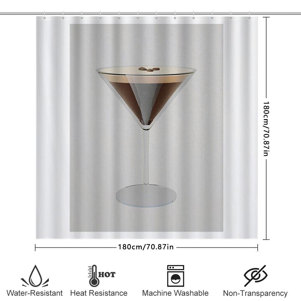 Ungerahmter Martini Cocktail Duschvorhang Tropischer Strandresort Bar Cocktail Lounge Dekor Wasserdichtes Badezimmer Stoffset Vintage