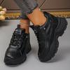 Fashion Women's Fashion White Platform Sneakers Thick Sole Non Slip Sports Shoes for Women Lace Up Height Increase Chunky Sneakers 35-42