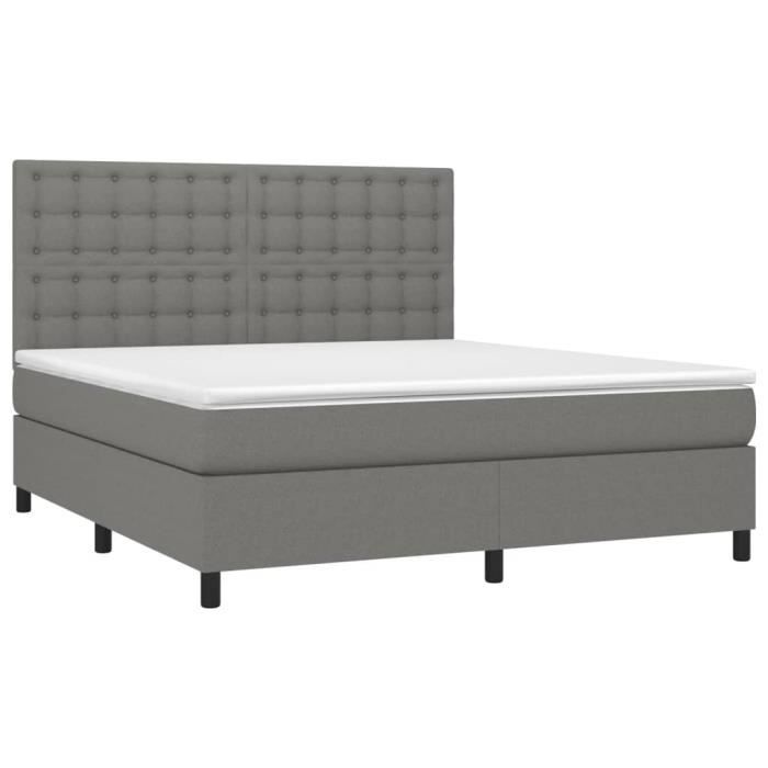 VidaXL Lit à sommier tapissier avec matelas Gris foncé 160x200cm Tissu - Modèle 3142106