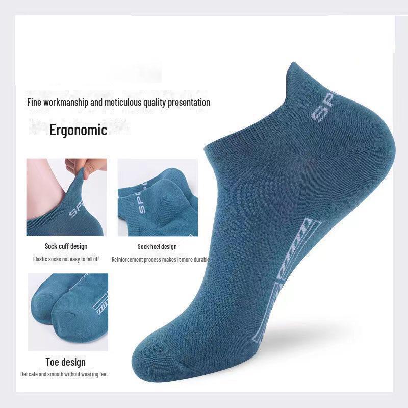Men's Summer Cotton Short Socks - Breathable, Sweat-Absorbent Mesh Sports Socks
