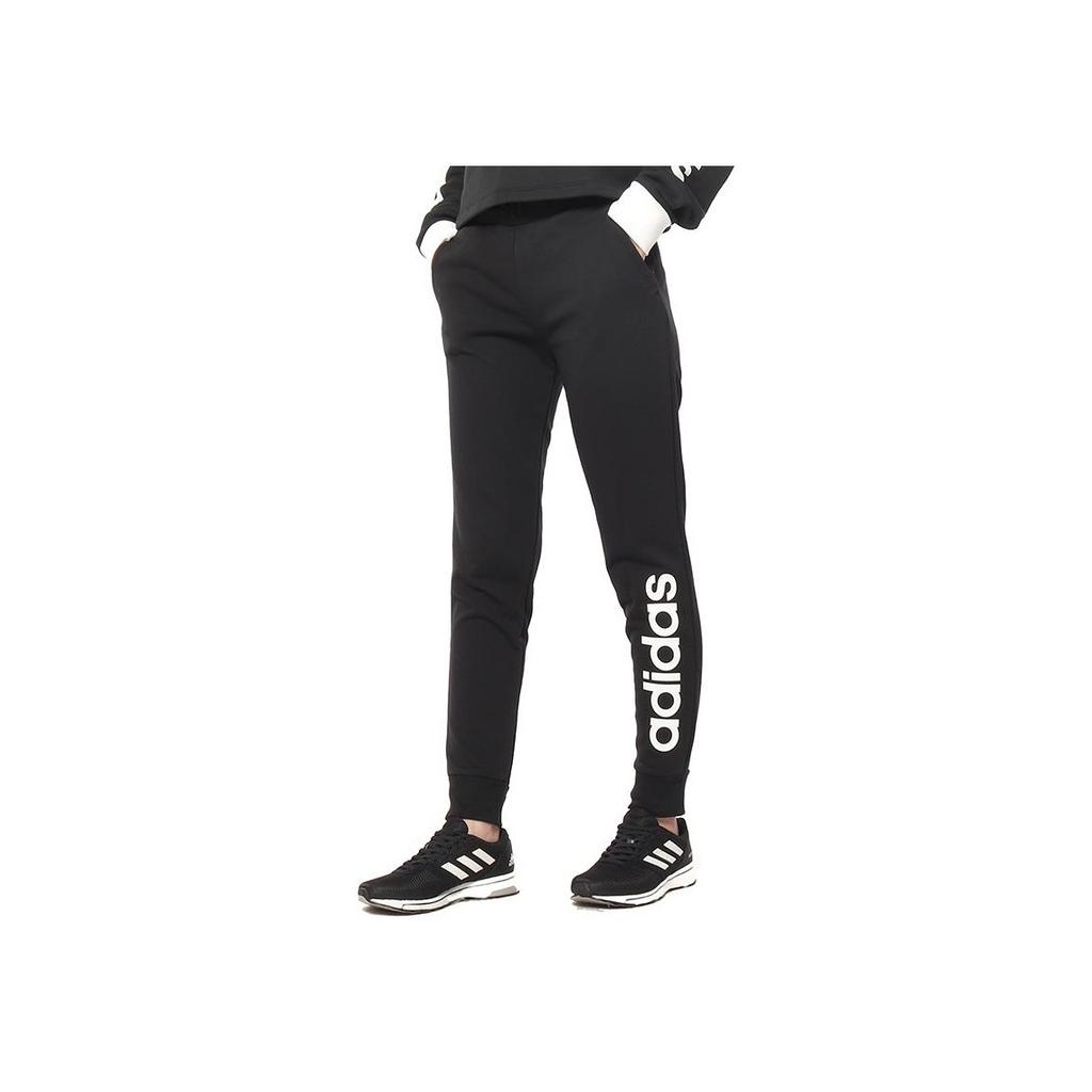 Adidas Logo Comfortable Warm Lace-Up Knitted Sports Pants Women bottoms Black DW7950