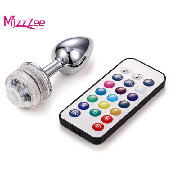 Mizz Zee Metal Bead Remote Anal Plug Dilator měnící ovládání barvy LED světla