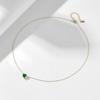 Fashion 925 Sterling Silver Emerald Green love Heart Water Drop Shape Zircon Pendant Gold Plated Necklaces Women