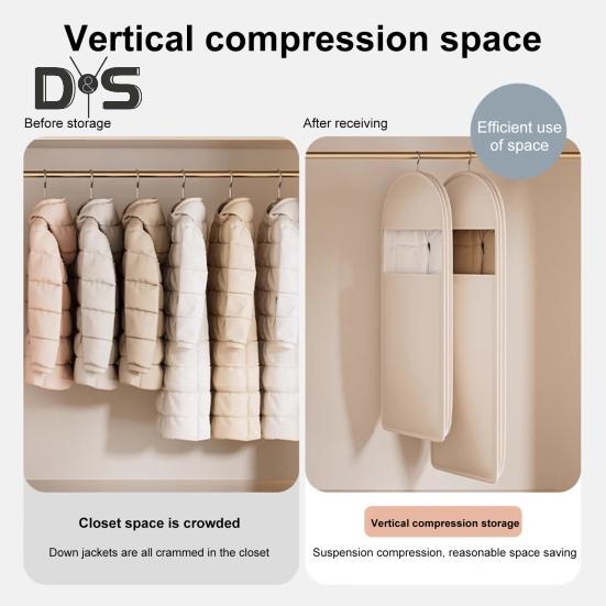 1/3Pcs Hanging Garment Bags with Self Compression Zipper Large Capacity Dustproof Space Saving Garment Clothes Bags