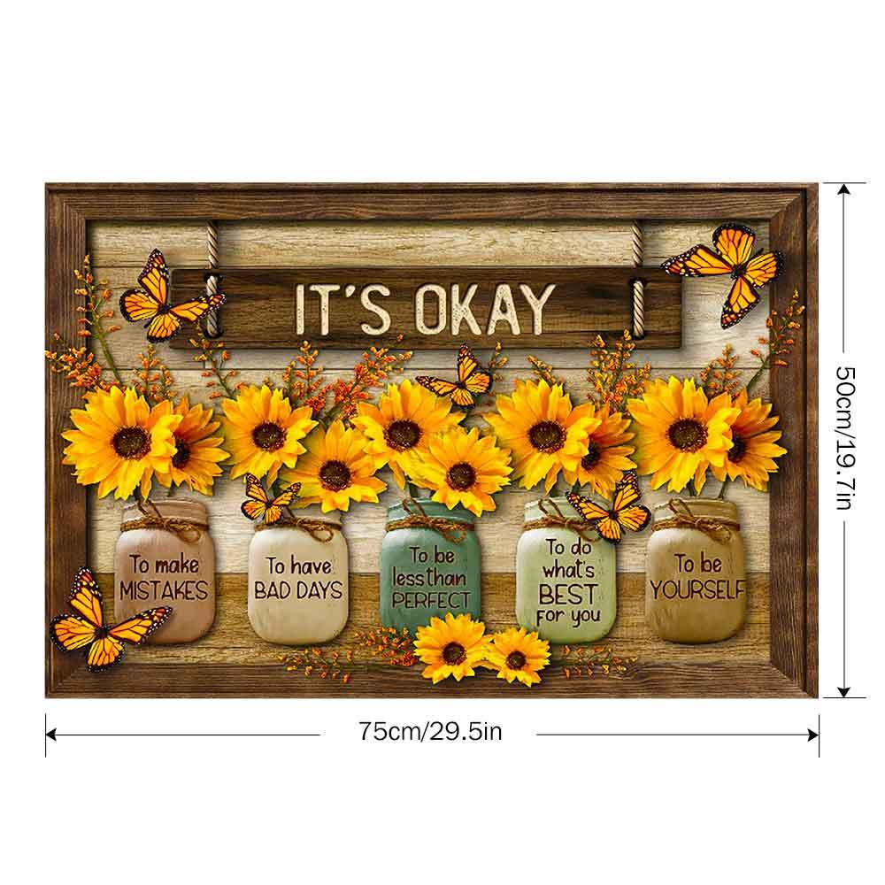 Sunflower Canvas Painting  IT'S OKAY Posters And Prints For Living Room Bedroom Wall Art Pictures Decor New Year Gift For Her/Him