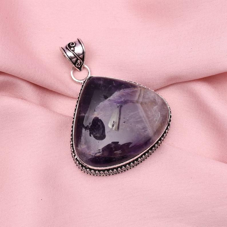 Amethyst Anhänger mit Silberkette Halskette 925 Sterling Silber Anhänger