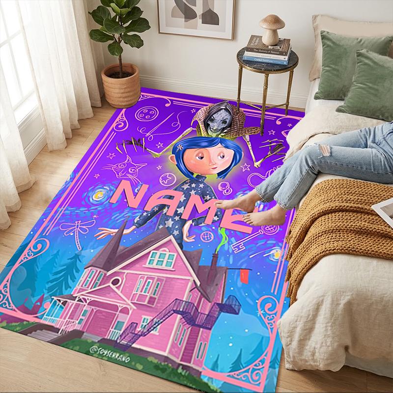 Personalized Name Magic Night Living Room Non-Slip Area Rug Soft Carpet for Bedroom Playroom Sofa Office Home Decor Doormat