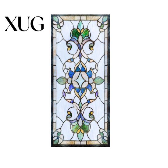 Waterproof Window Decal Privacy Film Vintage Stained Glass Style Static Cling Reusable Decorative Sticker for Cabinet Bathroom Kitchen Door