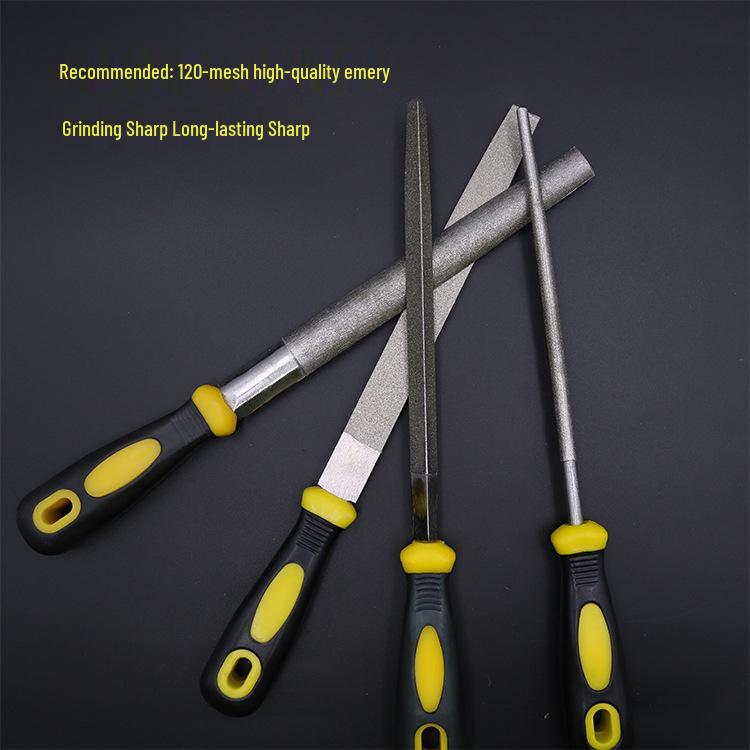 Hongyu Large Diamond Alloy Steel File Set: Flat, Triangular, Semi-Circular
