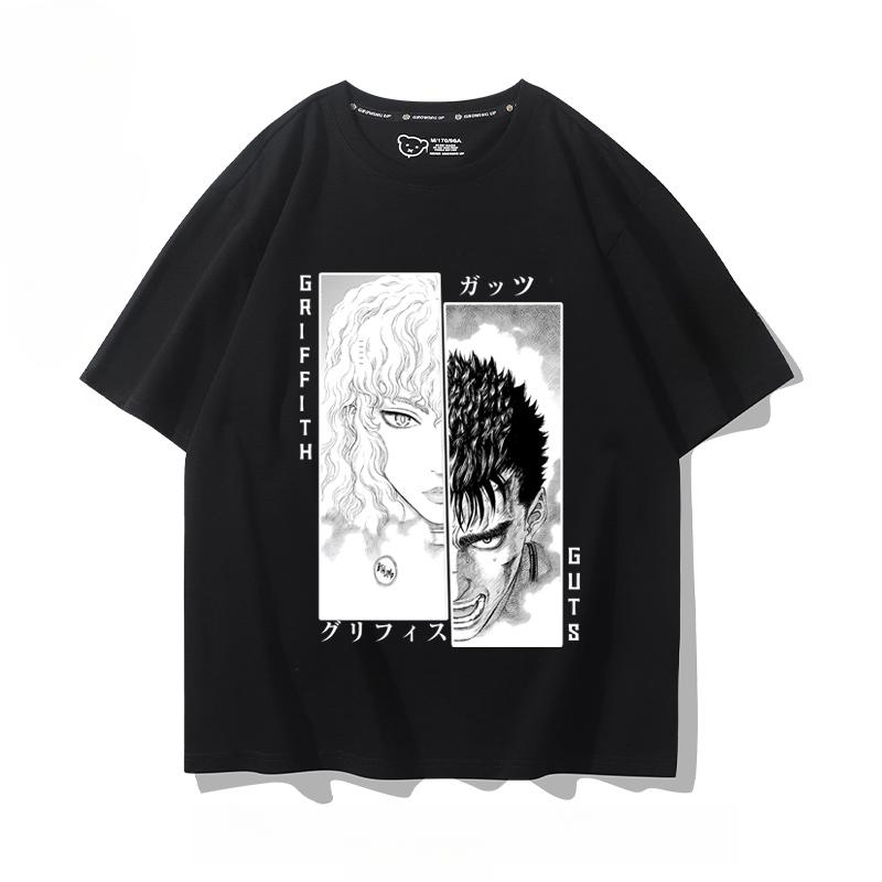 Berserk anime potisk osobnosti letní pánské 100% bavlna krátký rukáv venkovní ležérní pohodlné streetwear