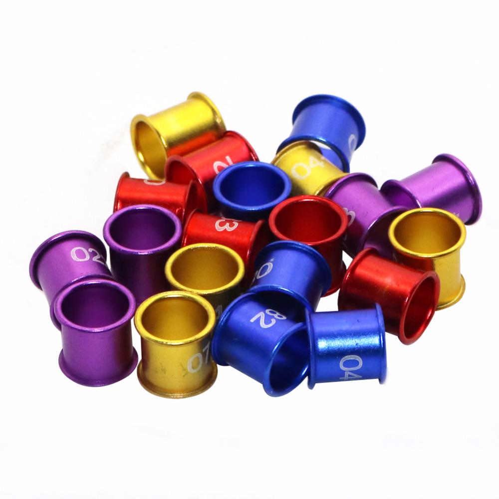 100 Buc 8mm Diametru Pasăre Porumbel Inel Digital de Picior din Aluminiu Personalizat 4 Culori NR.001-100 Inele Digitale din Aluminiu